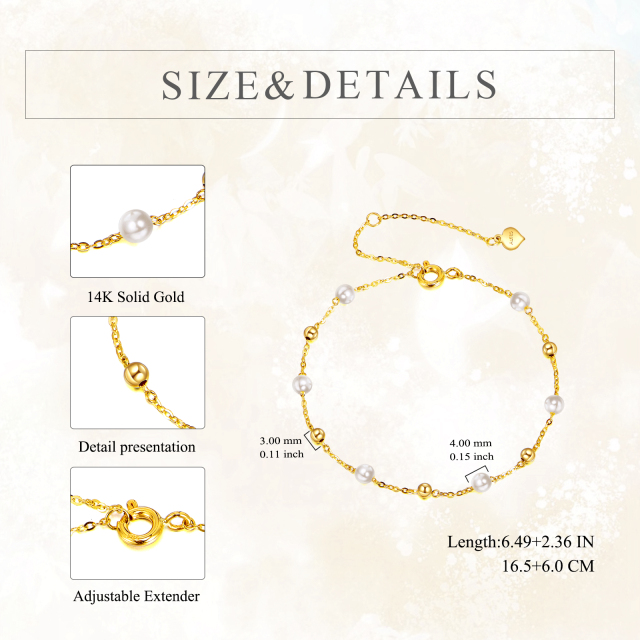 Bracelet chaîne de station de perles en or 14 carats-4