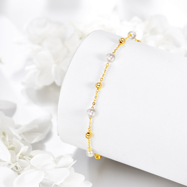 Bracelet chaîne de station de perles en or 14 carats-2