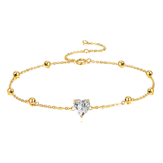 Bracelet pendentif coeur moissanite en or 14 carats