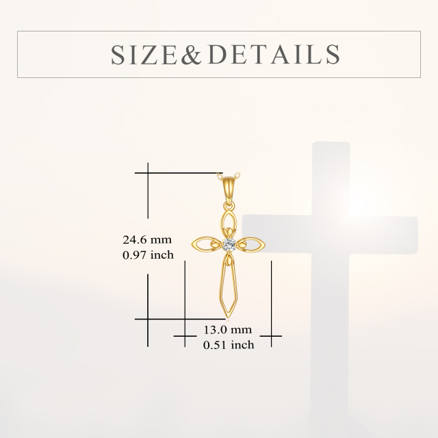 Collier pendentif croix moissanite de forme circulaire en or 14 carats-4
