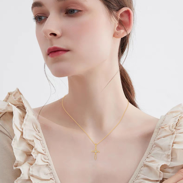 14 Karat Moissanit-Kreuz-Halskette, atemberaubender Schmuck, Geschenke für Frauen-1