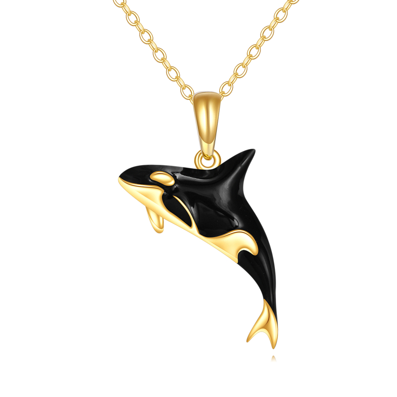 14K Gold Killer Whale Pendant Necklace