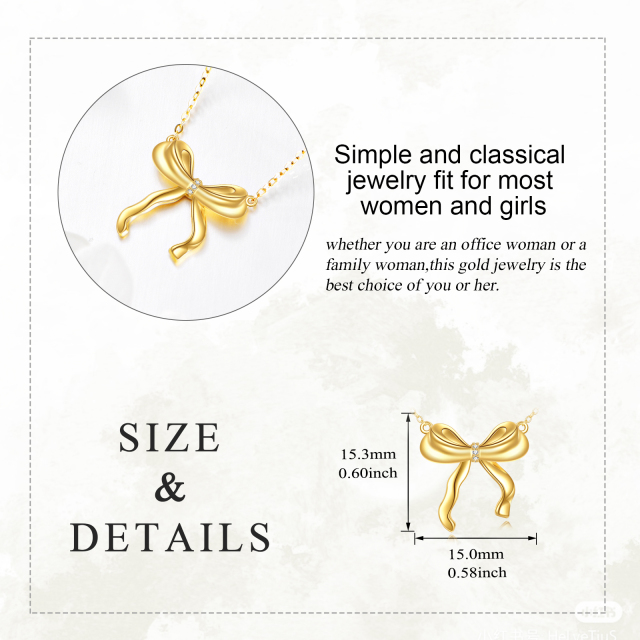 10K Schleifenhalskette mit Zirkon als stilvolles Geschenk für Frauen und Mädchen-4