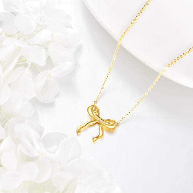 10K Bow Necklace With Zircon as Stylish Gifts for Women Girls-2