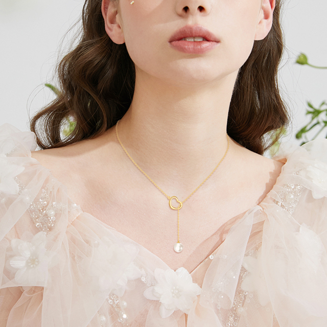 Collier pendentif en forme de cœur en or 14 carats avec pendentif en perles, cadeaux pour femmes-1